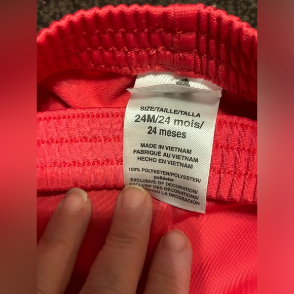 Adidas kids Size 24M Pink 3 Stripe Pull On Elastic Waist Crop Track Pants - Picture 2 of 6